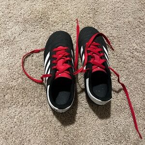 adidas boy’s Black Sneakers with Red Laces and White Stripes